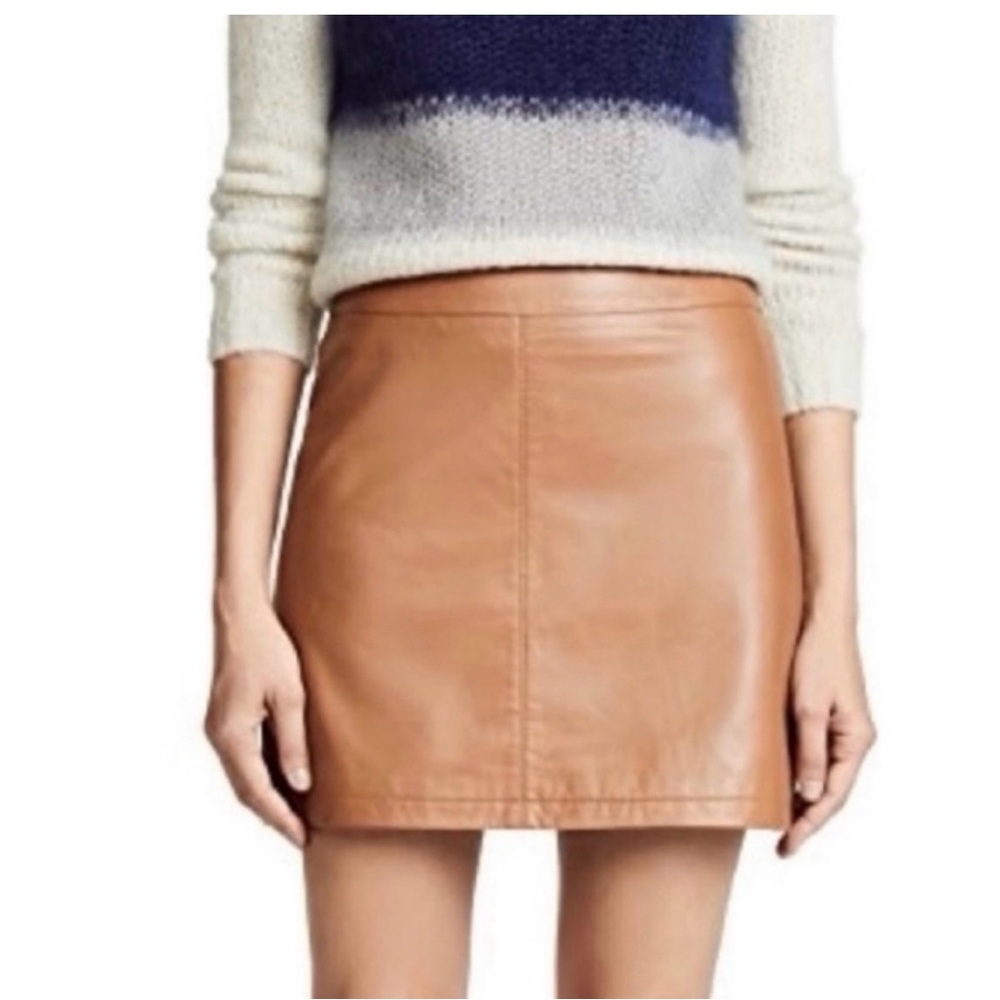 Tan Leather Mini Skirt